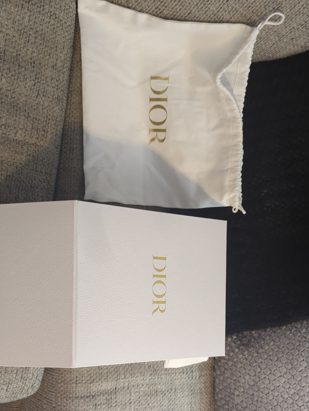 Dior White Drawstring Pouch with Gold Logo - Luxury Women Accessories